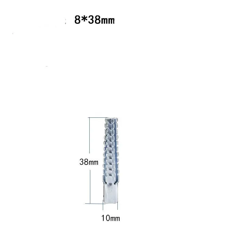 Metal expansion tube and screw set with serrated barbs for wall fixing in concrete and brick