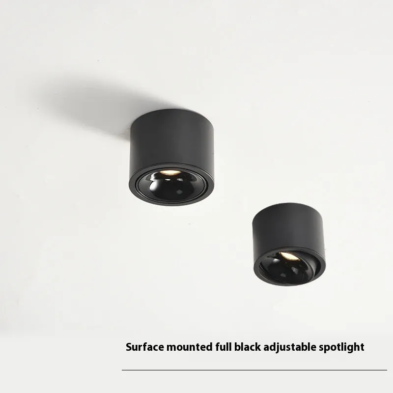 Round surface-mounted adjustable ultra-thin aluminium ceiling spotlight with punch-free design