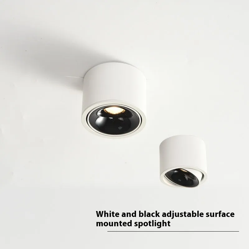 Round surface-mounted adjustable ultra-thin aluminium ceiling spotlight with punch-free design