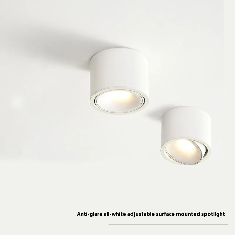 Round surface-mounted adjustable ultra-thin aluminium ceiling spotlight with punch-free design