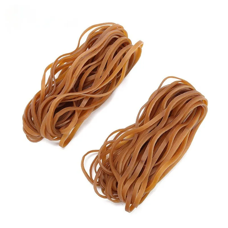 Circular natural rubber elastic bands shown in a 500g bag quantity