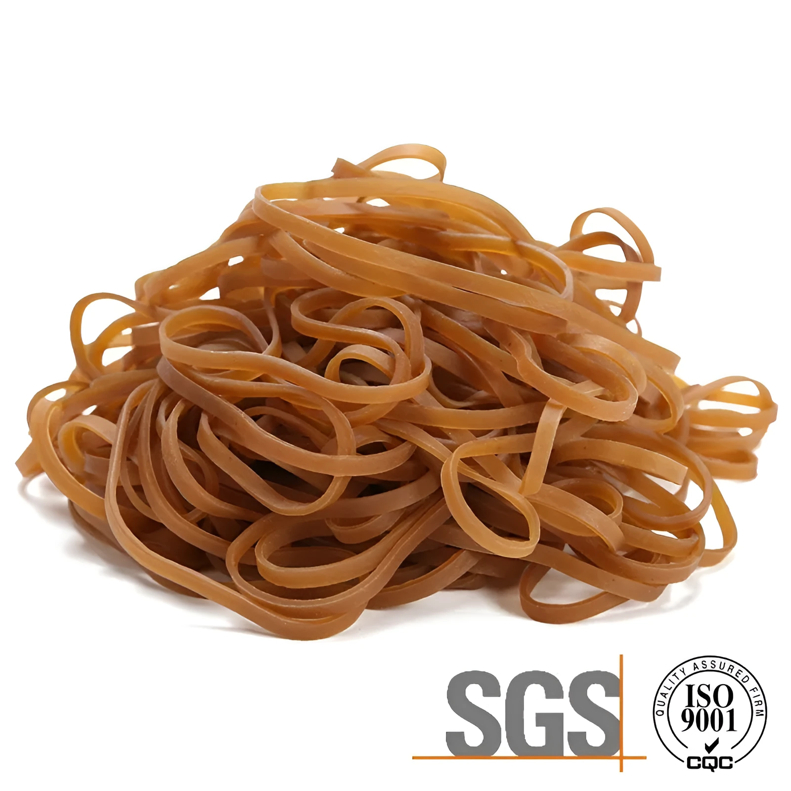 Circular natural rubber elastic bands shown in a 500g bag quantity