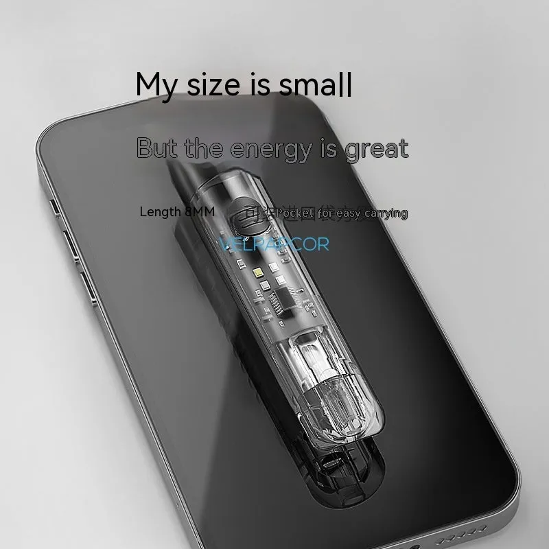 Black plastic portable flashlight with USB charging port.
