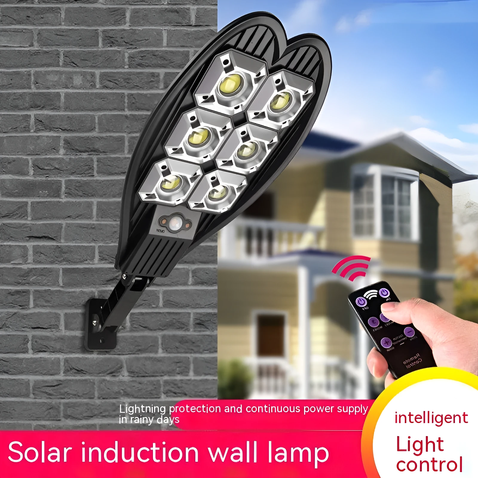 Six-eye sword design solar garden lamp with polycrystalline panel and remote control for outdoor lighting
