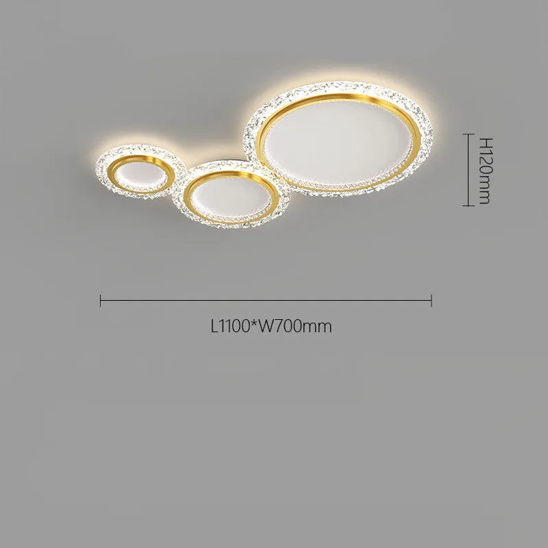 Modern iron ceiling lamp with remote control for dimmable LED lighting in platinum or white finish
