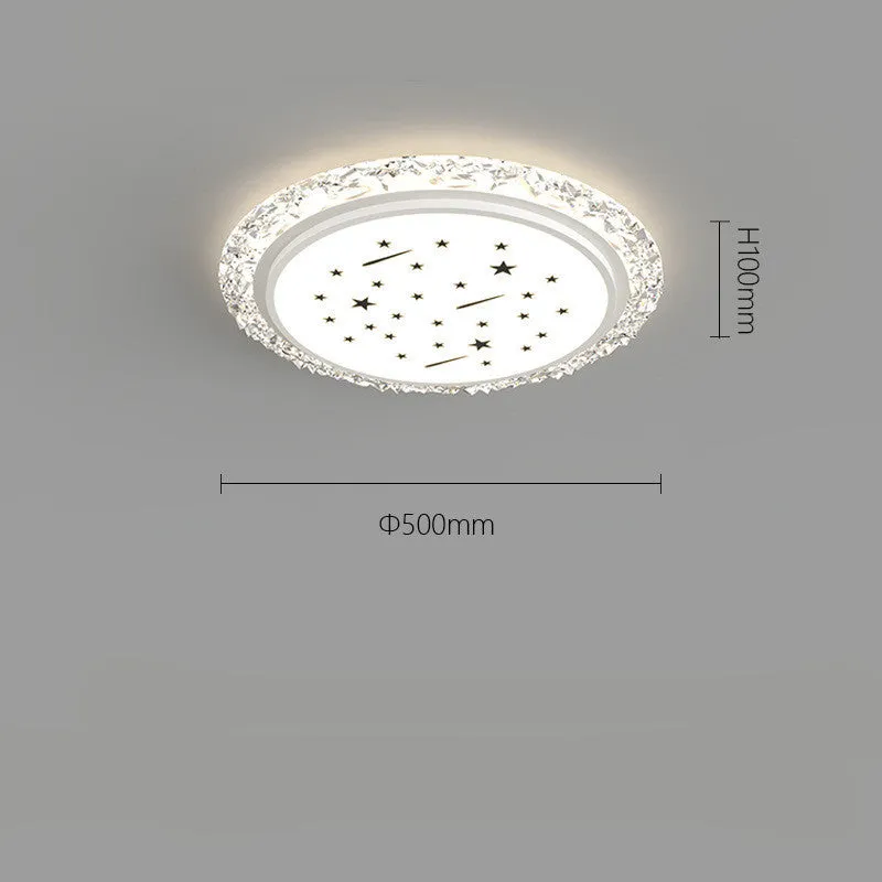 Modern iron ceiling lamp with remote control for dimmable LED lighting in platinum or white finish