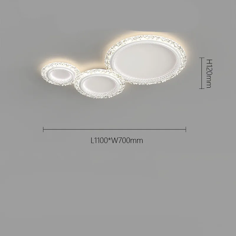 Modern iron ceiling lamp with remote control for dimmable LED lighting in platinum or white finish