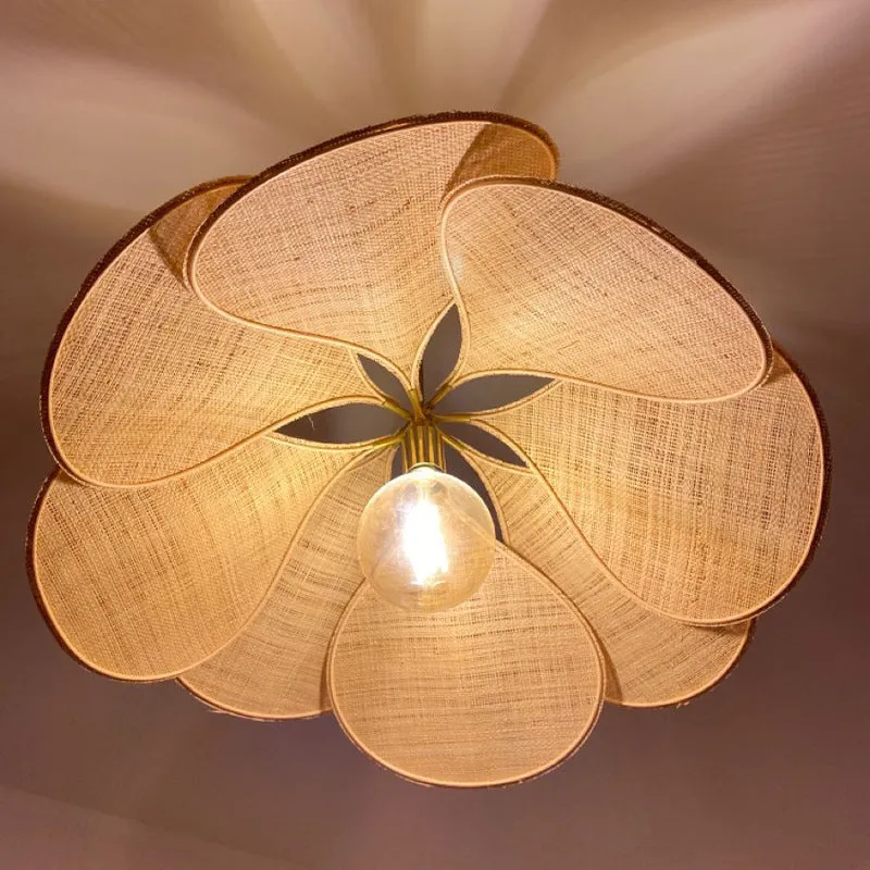 Bohemian cloth-craft hanging ceiling chandelier lamp in a choice of colours and large diameters.