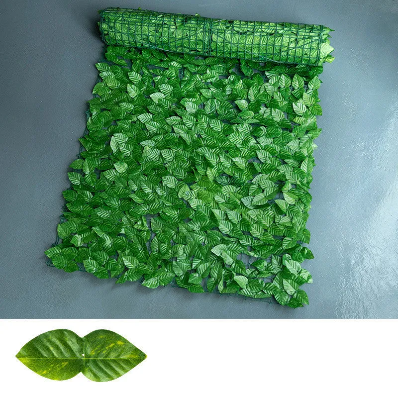 Green plastic radish leaf simulation fence panel with realistic foliage detailing for balcony or garden use.