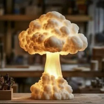 Atomic bomb explosion mushroom cloud shaped modern art table lamp with USB socket.