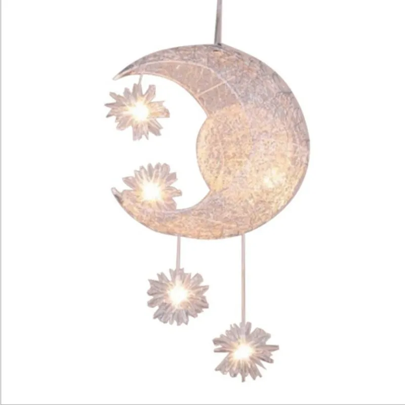 Aluminium wire star moon chandelier with zinc alloy frame and adjustable suspension.