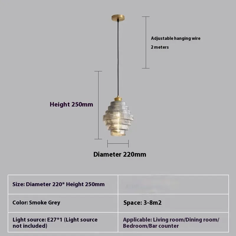 Modern light luxury small pendant light in smoky gray finish for hallway use
