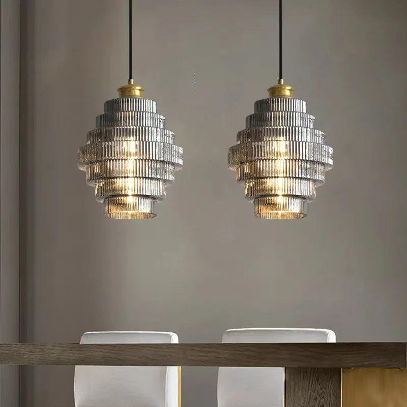 Modern light luxury small pendant light in smoky gray finish for hallway use