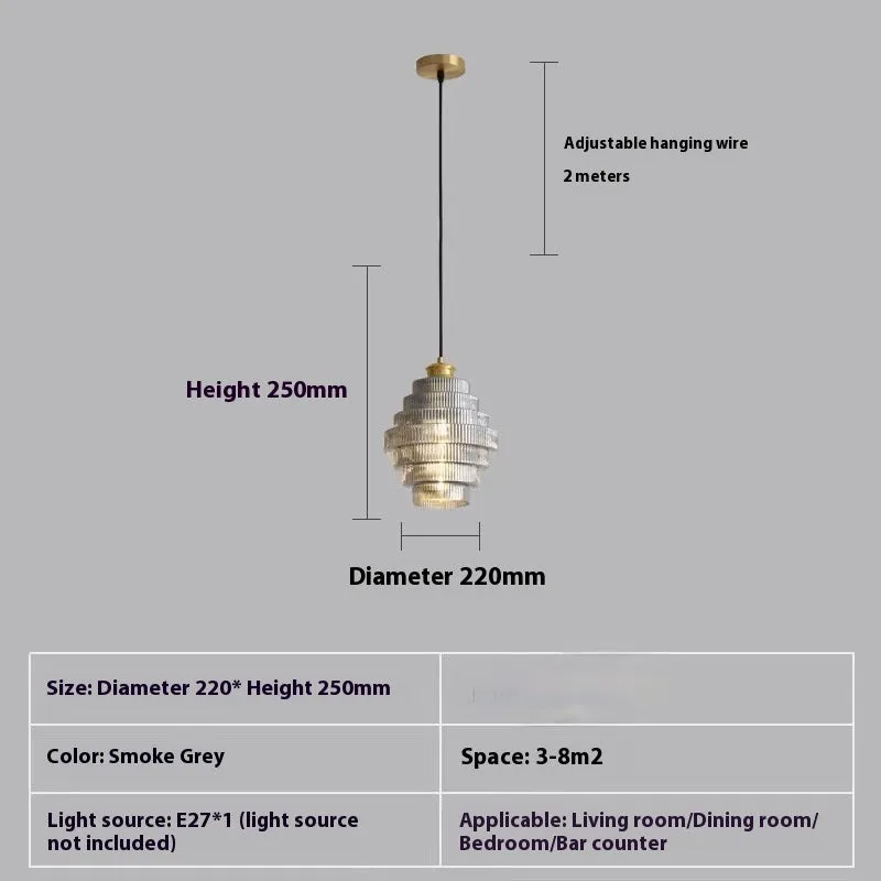 Modern light luxury small pendant light in smoky gray finish for hallway use