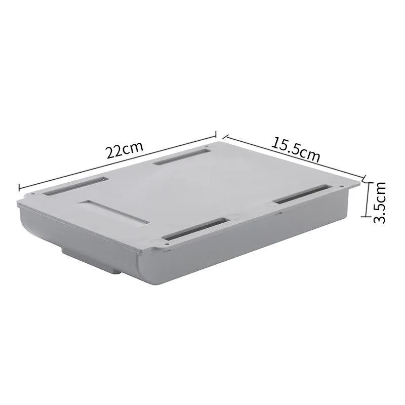 Japanese-style grey plastic drawer storage box for under-table stationery organisation