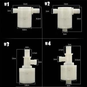 White nylon automatic float valve for purified water systems with thread size options