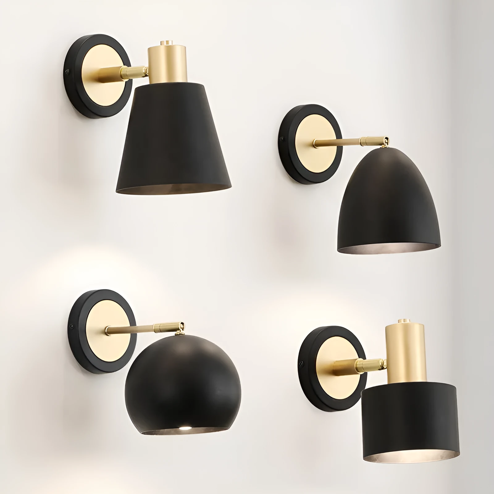 Nordic style iron wall lamp mounted on a wall, showcasing its welded shade design.
