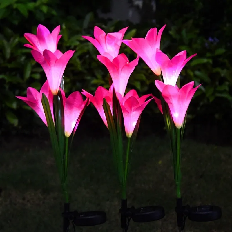 Solar powered colour LED flower-shaped garden light for outdoor courtyards and lawns