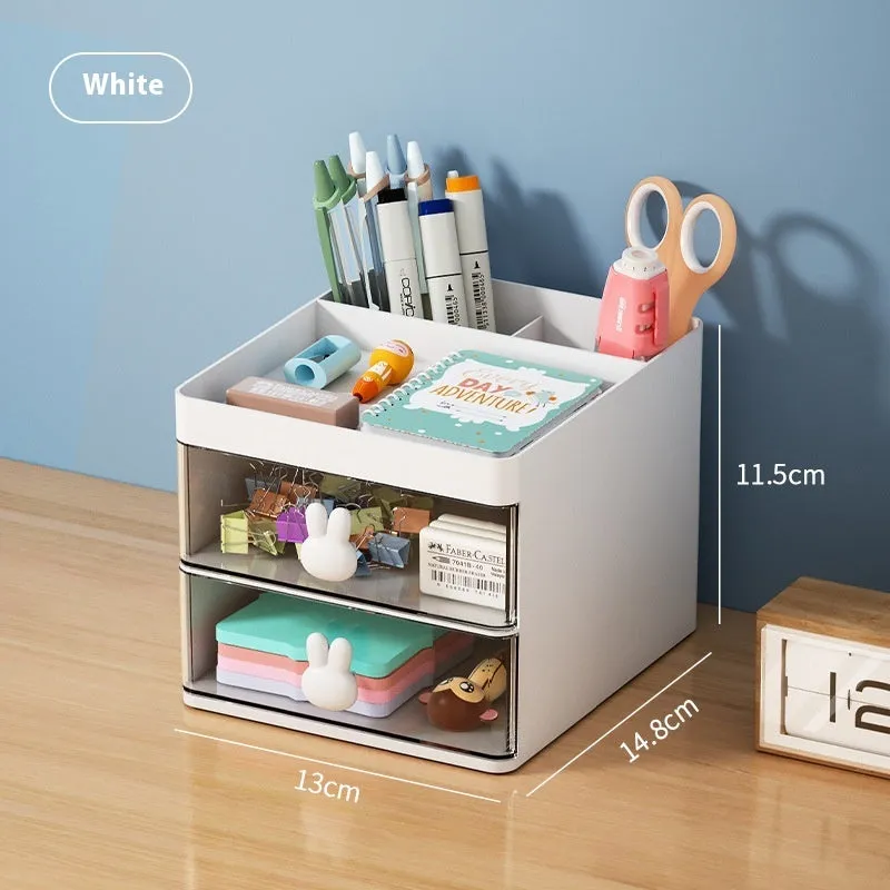 Transparent partitioned desktop storage box with grid drawers, PP plastic, 2L capacity