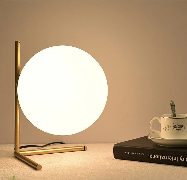 Glass shade LED floor lamp showing three colour temperature options and available in three different sizes.