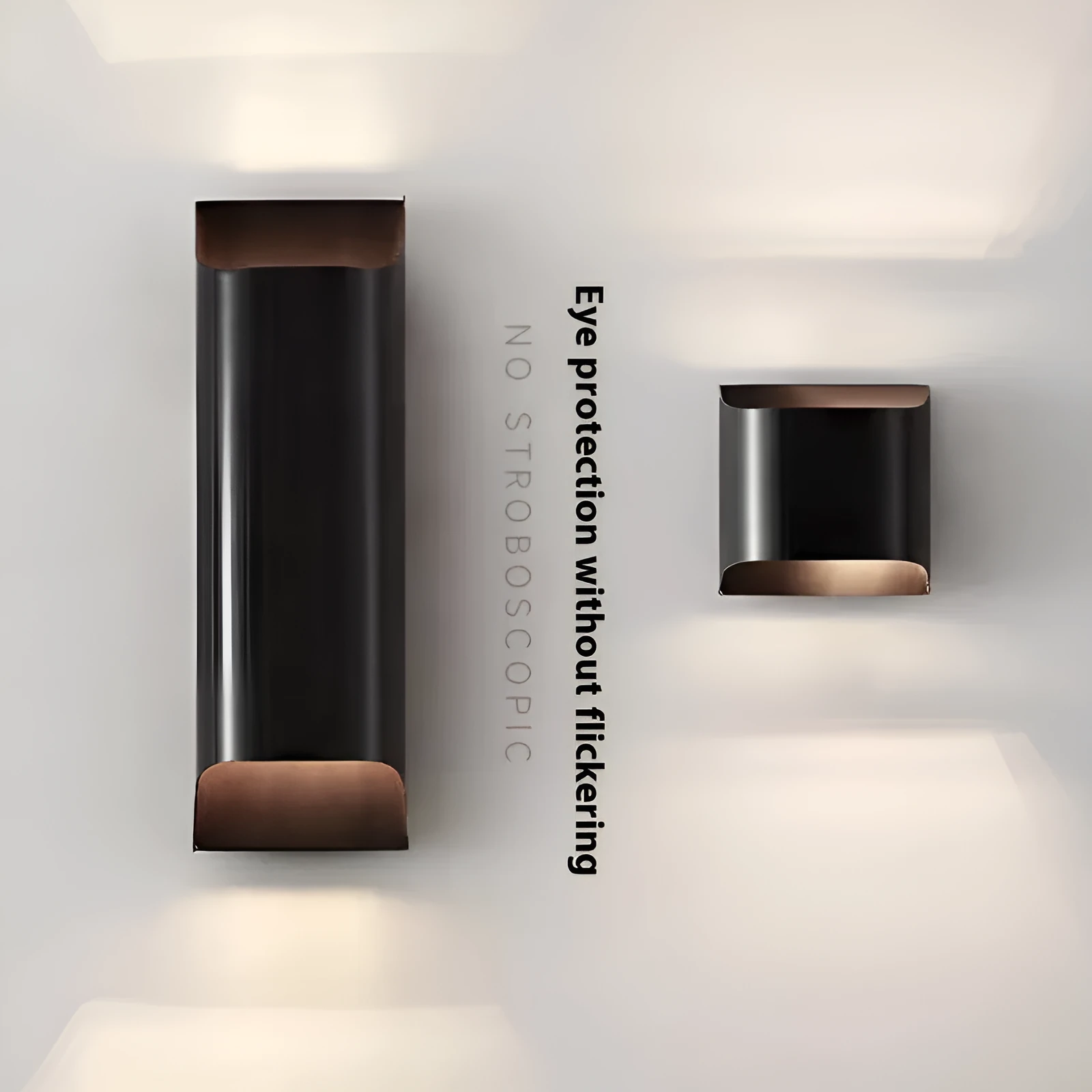 Minimalist copper wall lamp in black gold cleaning or natural copper finish