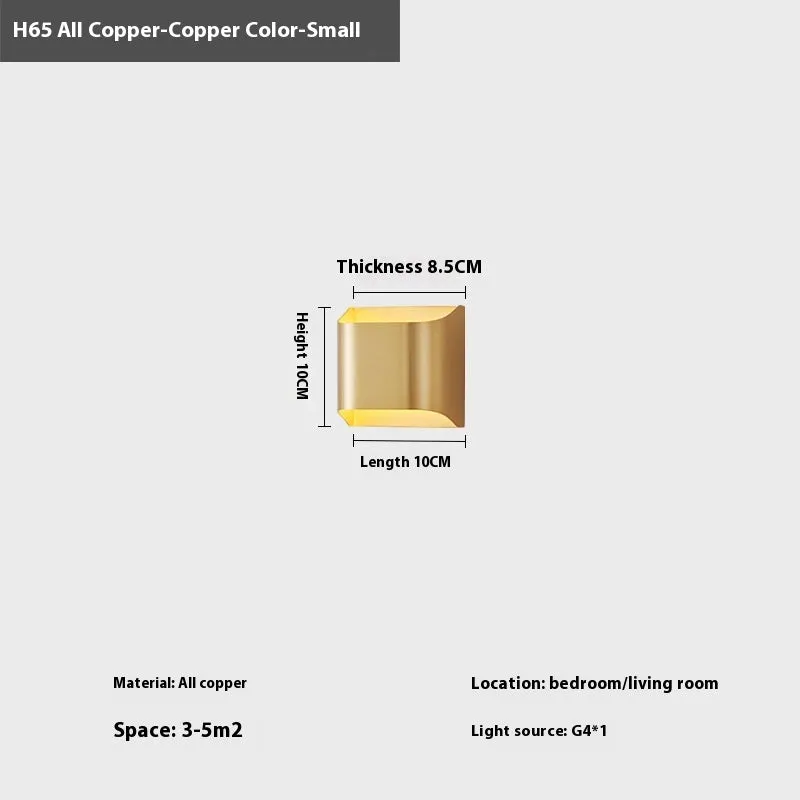 Minimalist copper wall lamp in black gold cleaning or natural copper finish