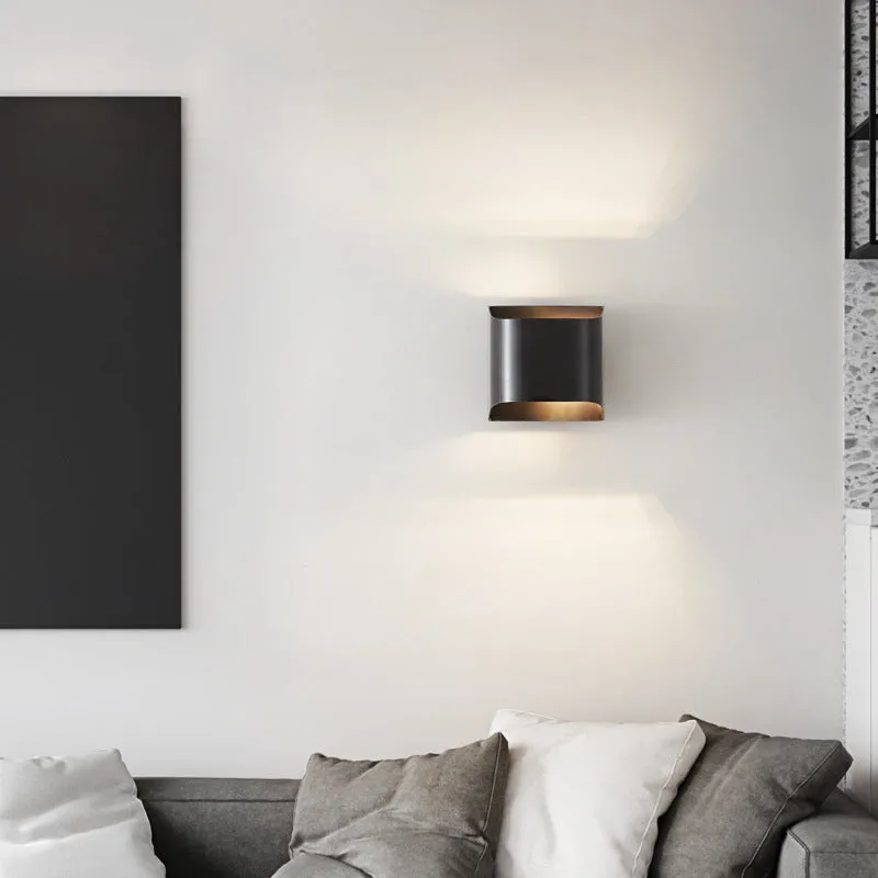Minimalist copper wall lamp in black gold cleaning or natural copper finish