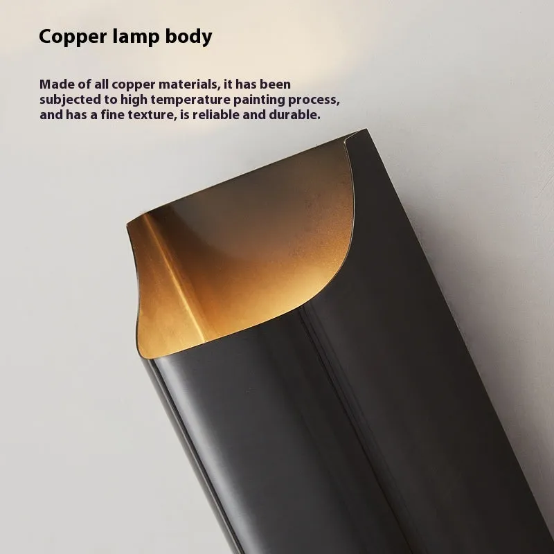 Minimalist copper wall lamp in black gold cleaning or natural copper finish