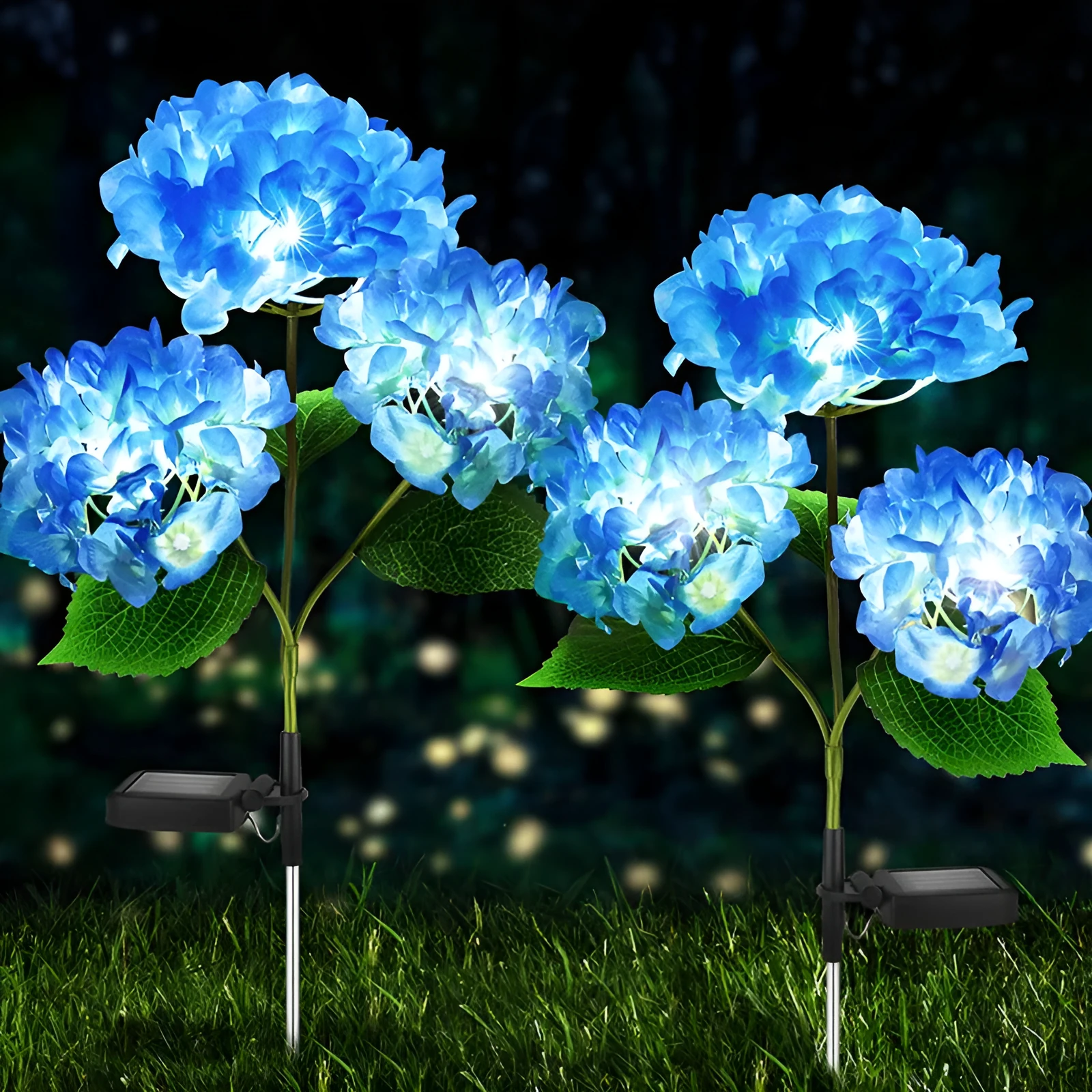 Solar hydrangea garden decorative light in plant modelling design with rubber construction