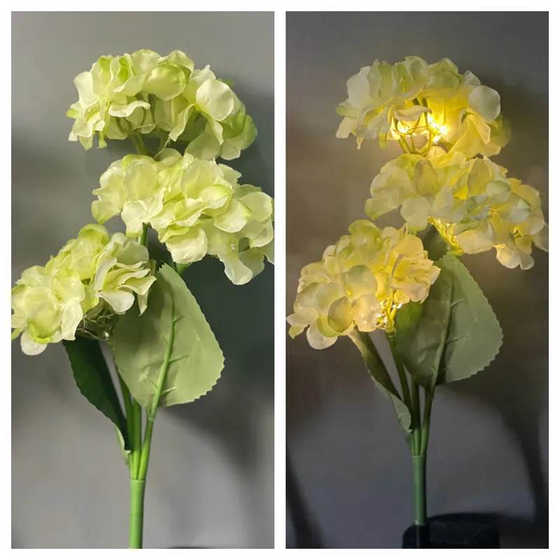 Solar hydrangea garden decorative light in plant modelling design with rubber construction