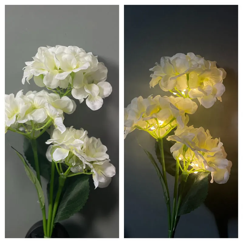 Solar hydrangea garden decorative light in plant modelling design with rubber construction