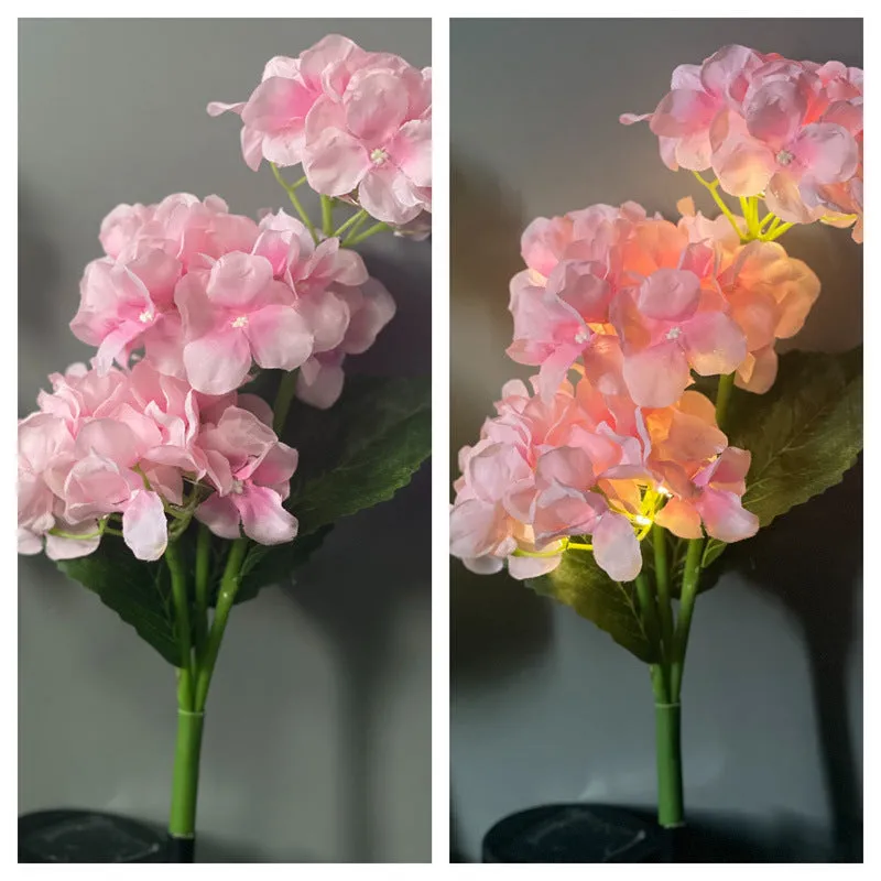 Solar hydrangea garden decorative light in plant modelling design with rubber construction