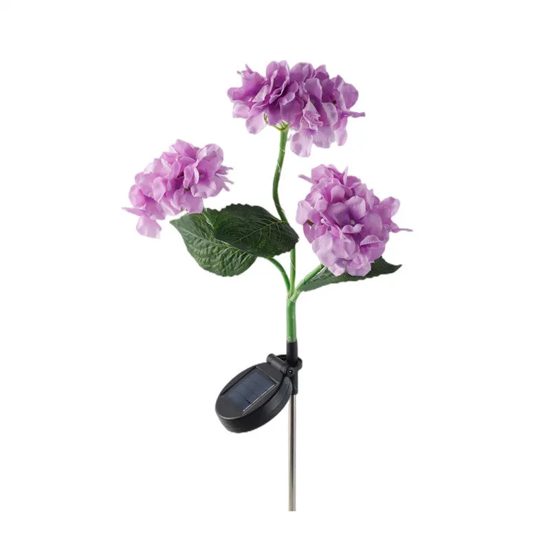 Solar hydrangea garden decorative light in plant modelling design with rubber construction