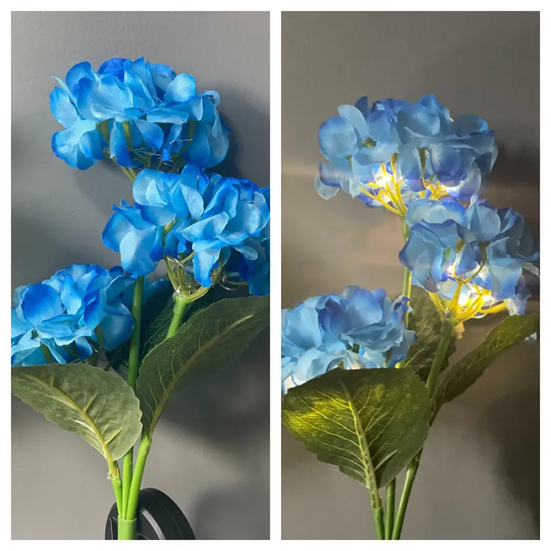 Solar hydrangea garden decorative light in plant modelling design with rubber construction