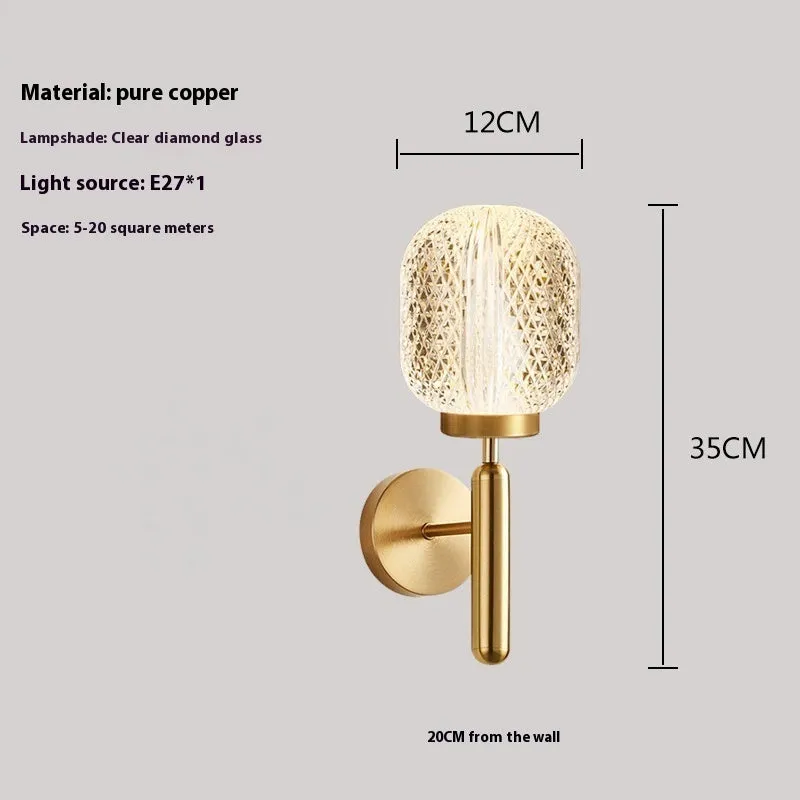 Nordic style dual-head copper wall lamp mounted on white wall showing simple post-modern design