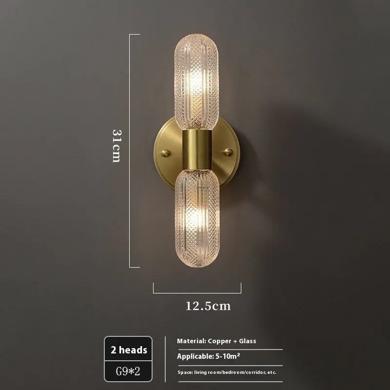 Nordic style dual-head copper wall lamp mounted on white wall showing simple post-modern design