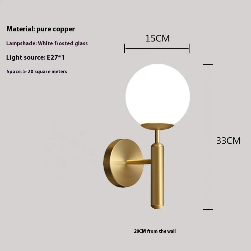 Nordic style dual-head copper wall lamp mounted on white wall showing simple post-modern design