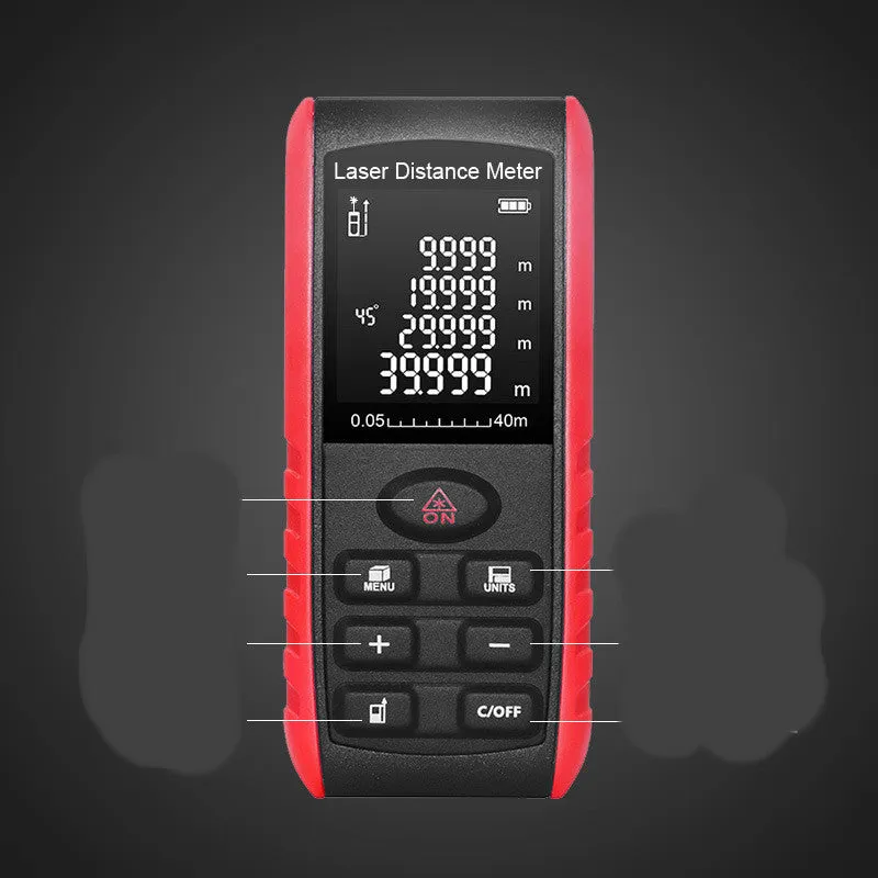 Hand-held laser range finder measuring instrument with ABS housing for decoration project distance measurements