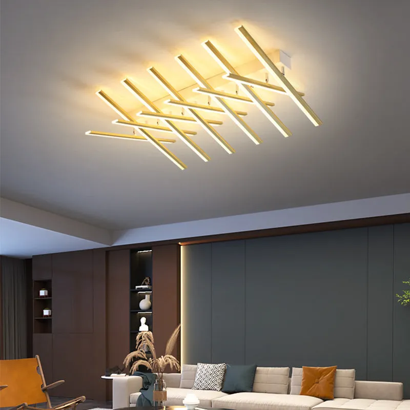 Modern ceramic ceiling light with six-head wave design in black or gold finish
