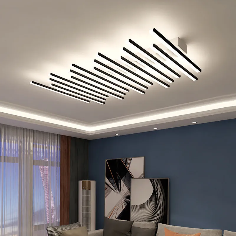 Modern ceramic ceiling light with six-head wave design in black or gold finish