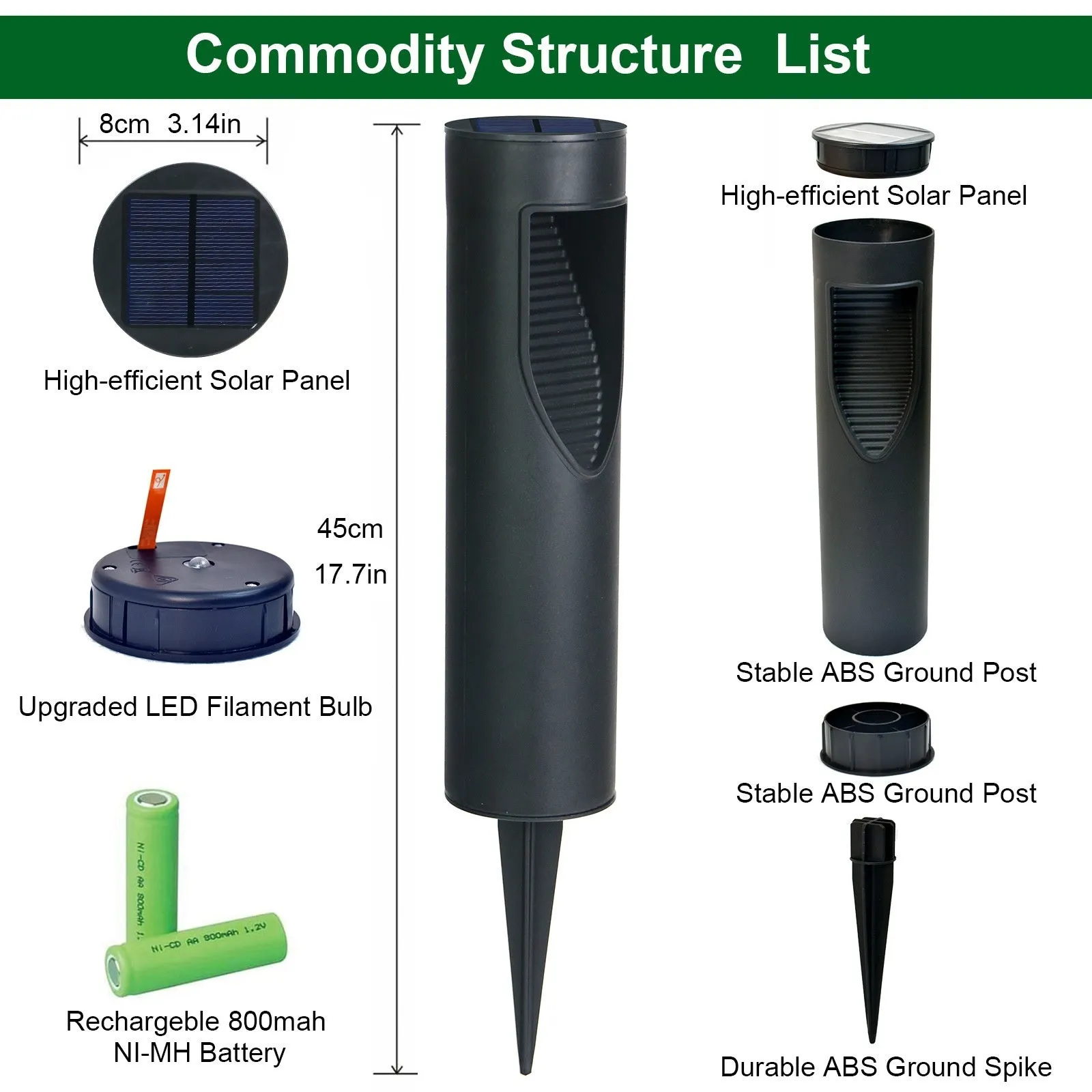 Black geometric solar-powered outdoor garden light with abstract design.