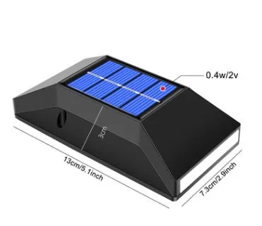 Compact rectangular solar-powered LED wall light for outdoor staircase and pathway illumination