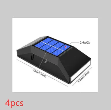 Compact rectangular solar-powered LED wall light for outdoor staircase and pathway illumination