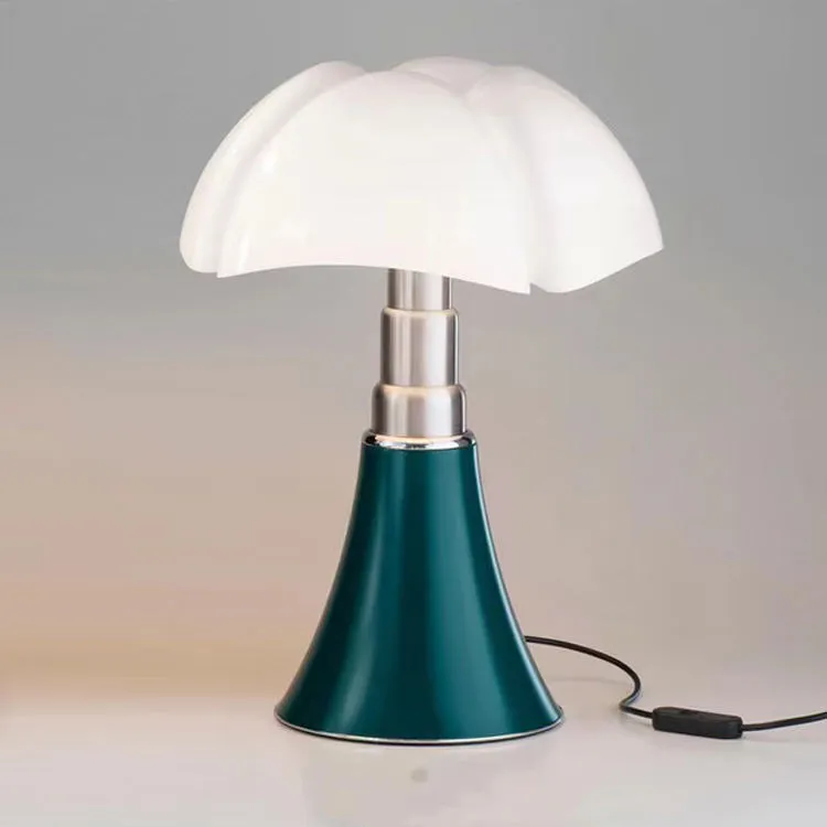 Italian retro style flower table lamp on a bedside table in a choice of colours.
