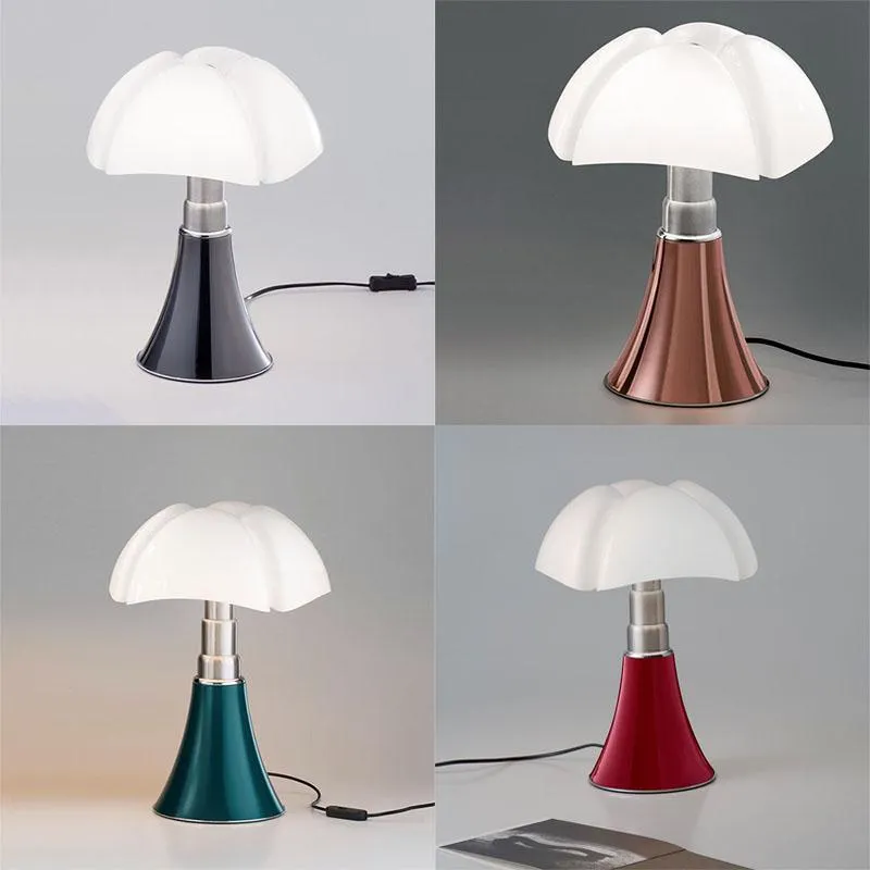 Italian retro style flower table lamp on a bedside table in a choice of colours.