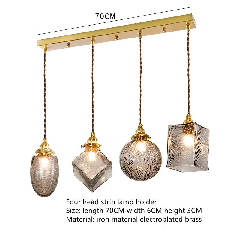 Japanese vintage copper and glass chandelier with round five-cup leaf design for entrance