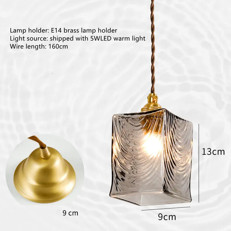 Japanese vintage copper and glass chandelier with round five-cup leaf design for entrance