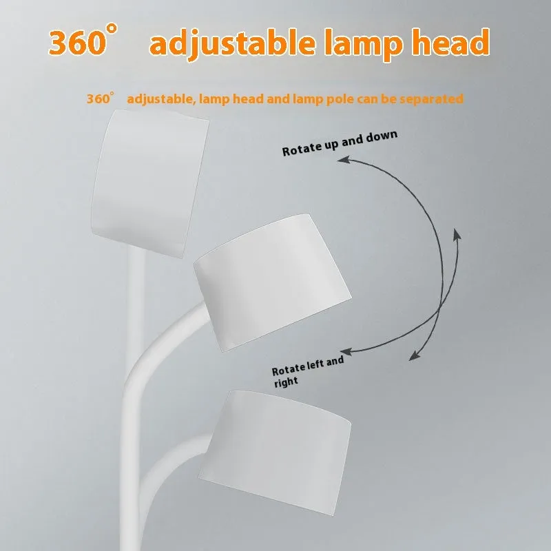 Black wireless charging desk lamp with digital clock display and adjustable LED lighting