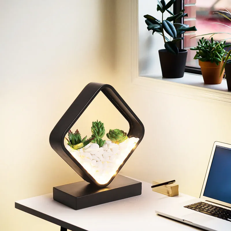 Black creative minimalist table lamp with metal holder and push button switch