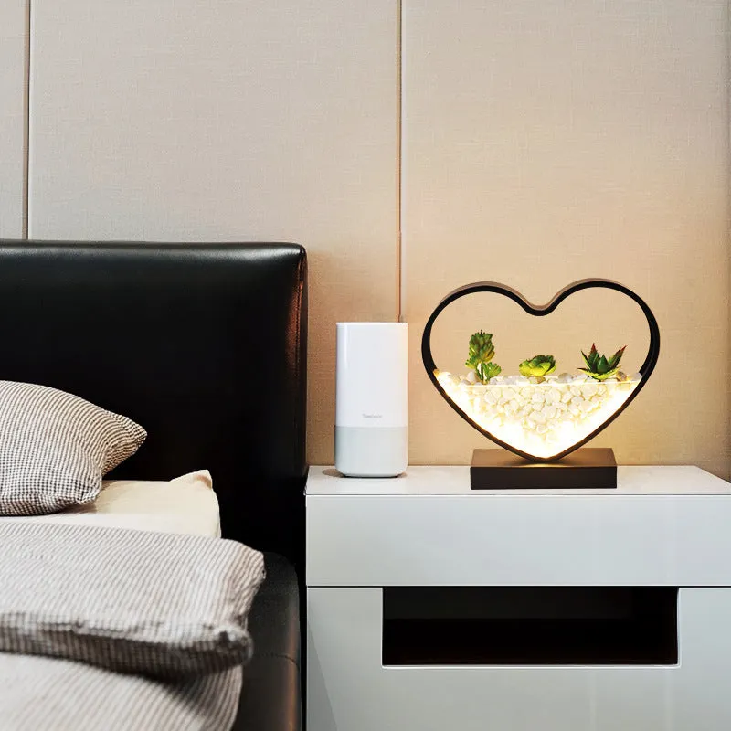 Black creative minimalist table lamp with metal holder and push button switch